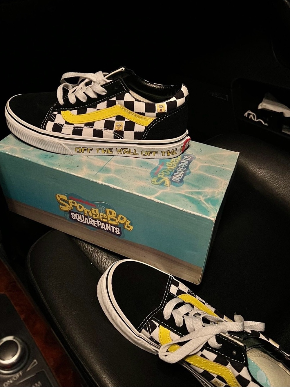 Vans Checkerboard Low Top Sneakers with Yellow Side Stripe
